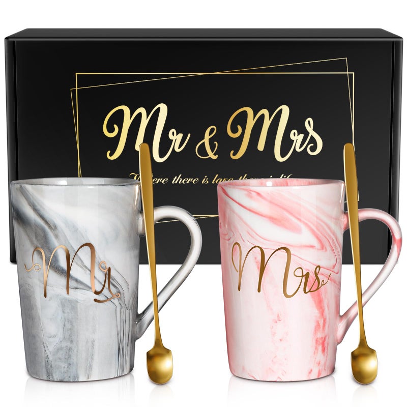 Linkax Wedding Gifts for Couples 2026, Mr and Mrs Coffee Mug His and Hers Bride to Be Bridal Shower Gifts, Useful Christmas Anniversary Engagement Present for Couple Newlyweds Husband Wife - Image 1