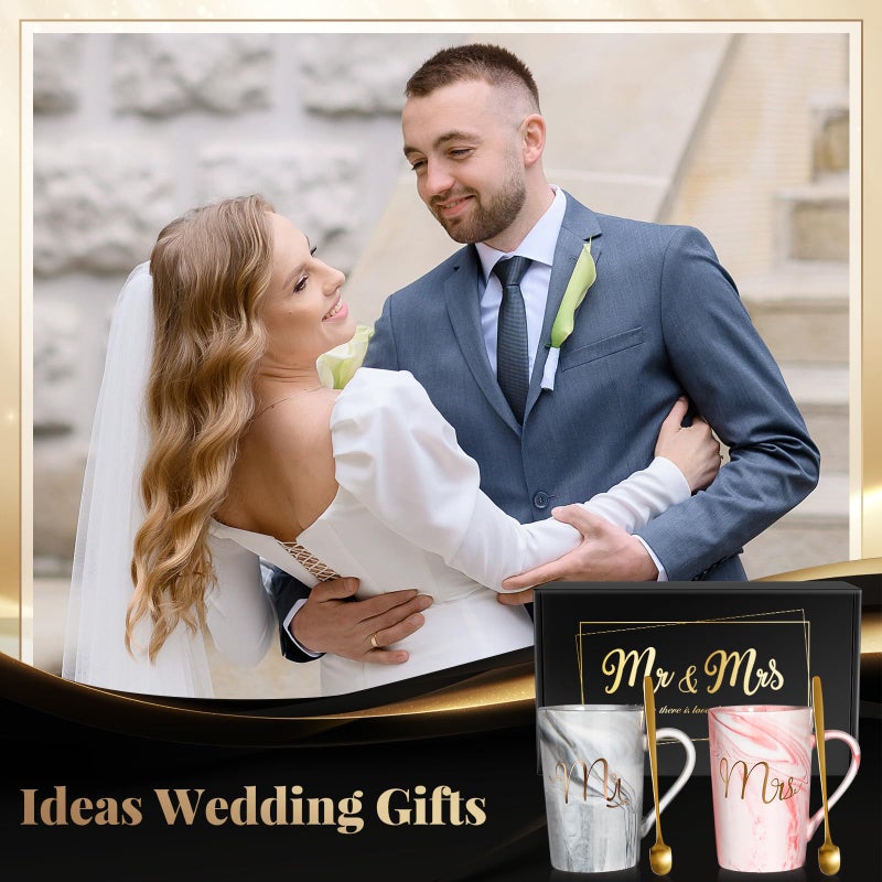 Linkax Wedding Gifts for Couples 2026, Mr and Mrs Coffee Mug His and Hers Bride to Be Bridal Shower Gifts, Useful Christmas Anniversary Engagement Present for Couple Newlyweds Husband Wife - Image 2