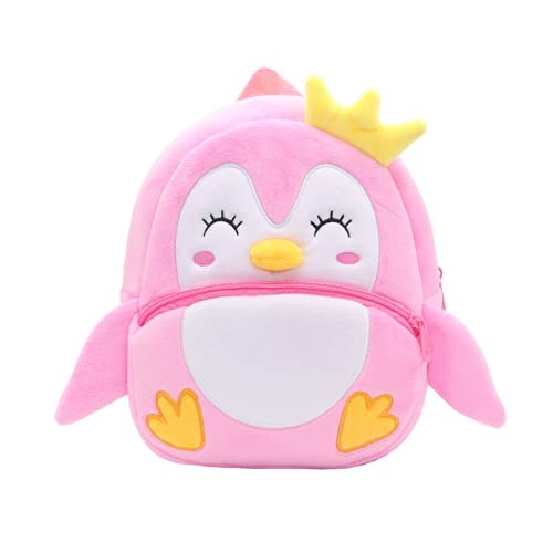 NICE CHOICE Cute Toddler Backpack Toddler Bag Plush Animal Cartoon Mini Travel Bag for Baby Girl Boy 2-6 Years(Cute Penguin) - Image 1