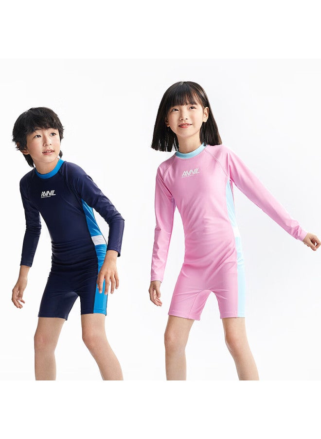Annil Anna Children's One-piece Swimsuit With Long Sleeves And Shorts Set For Boys And Girls Summer New Elastic Waist Slim Fit - Image 2