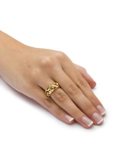 Palm Beach Jewelry Palmbeach Yellow Goldplated Sterling Silver Swirling Cutout Dome Ring Sizes 512 Size 7  - Image 3