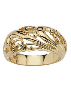 Palm Beach Jewelry Palmbeach Yellow Goldplated Sterling Silver Swirling Cutout Dome Ring Sizes 512 Size 7  - Image 1
