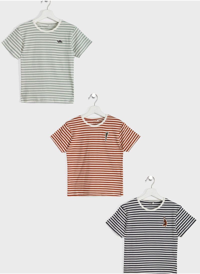 NAME IT - Kids 3 Pack Striped T-Shirt - Image 1