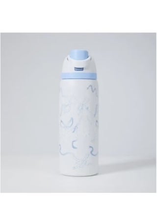 Freesip معزولة زجاجة مياه الفولاذ المقاوم للصدأ مع القش للرياضة والسفر, Bpa-Free, 24-Ounce,Blue Tie - view 3