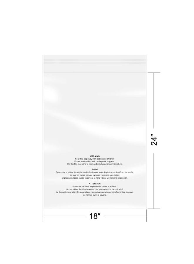 iMailer 100 Pack - 18x24 Inch Clear Plastic Bags with Suffocation Warning, 1.6 Mil Self Sealing Bags for Clothes, T-Shirts, Pants, Resealable Sticker, No - Image 2