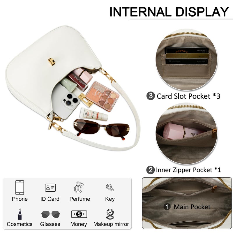 KKXIU Shoulder Bag for Women Cute Hobo Handbag and Vegan Leather Retro Small Clutch Purse with Zipper Closure - Image 5