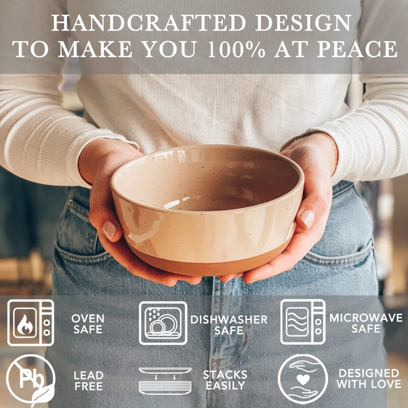 Mora Set of 4 Porcelain Bowls, 25oz - Microwave, Dishwasher & Oven Safe for Soup, Cereal, etc. - Image 3