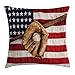 Ambesonne Ambesonne Baseball Throw Pillow Cushion Cover, Vintage Baseball League Equipment USA Grunge Glove Bat Fielding Sports  - Image 2