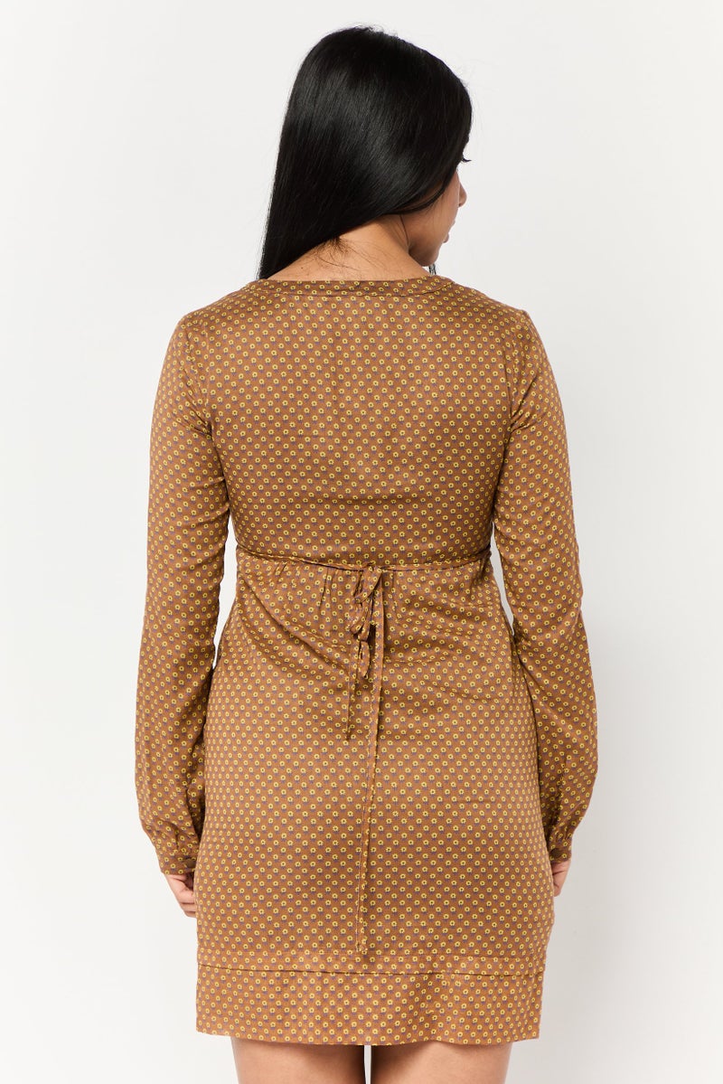 Harmont & Blaine Women Allover Print Shirt Dress, Brown  - Image 4
