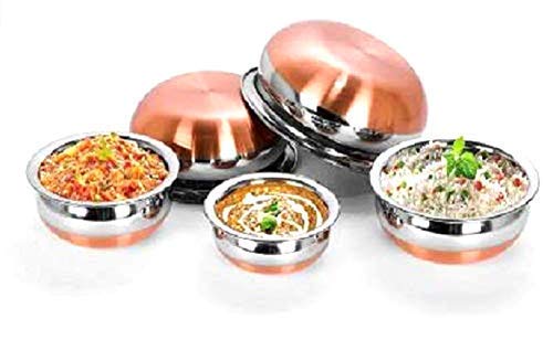 MUKE® Stainless Steel Handi Set - Biryani Handi Set for Cooking, Serving, Baking, Prepping Use, Unique Handi Set Stainless Steel and Copper Bottom (5 Handi Without Lids) - Image 4