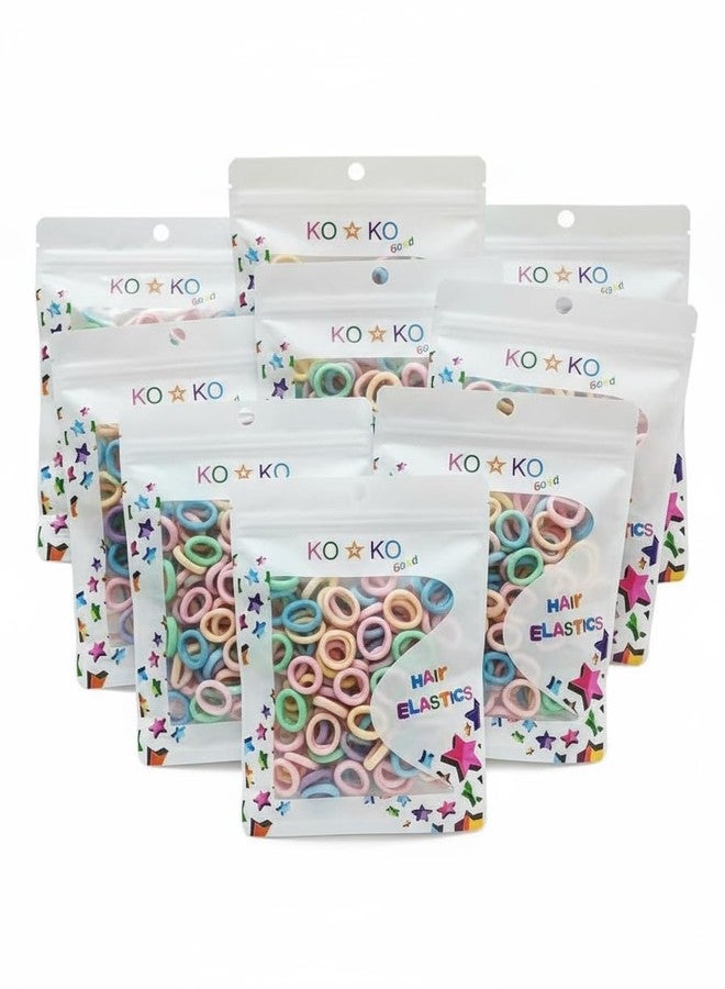 Small Hair KOKO Rubber Bands for Baby Girls (100 Pcs) Hair Ties Elastic Ponytail Holders Rubber Bands for Kids (2cm) for Navratri gifts and birthday return gifts (Nude colour, Pack of 9)