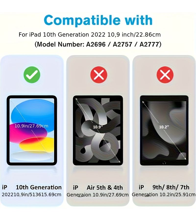 متوافق مع iPad الجيل العاشر 10.9 بوصة 2022، مجموعة من 3 قطع، واقي شاشة من الزجاج المقوى بصلابة 9H، جودة عالية، طبقة شفافة ناعمة، تغطية كاملة، مقاوم لبصمات الأصابع، أدوات تركيب سهلة. - Image 4