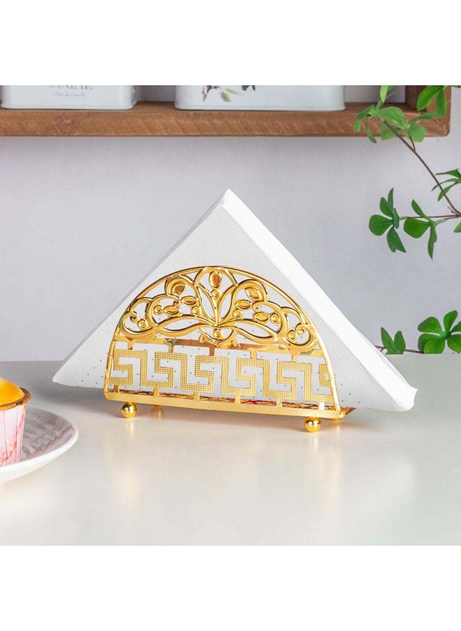 DANUBE HOME حامل مناديل أتيكوس من المعدن الحديدي المطلي بالذهب، حامل مناديل مطبخ معدني من الحديد للمطبخ وغرفة الطعام، 15 × 4 × 8 سم - ذهبي  - Image 3