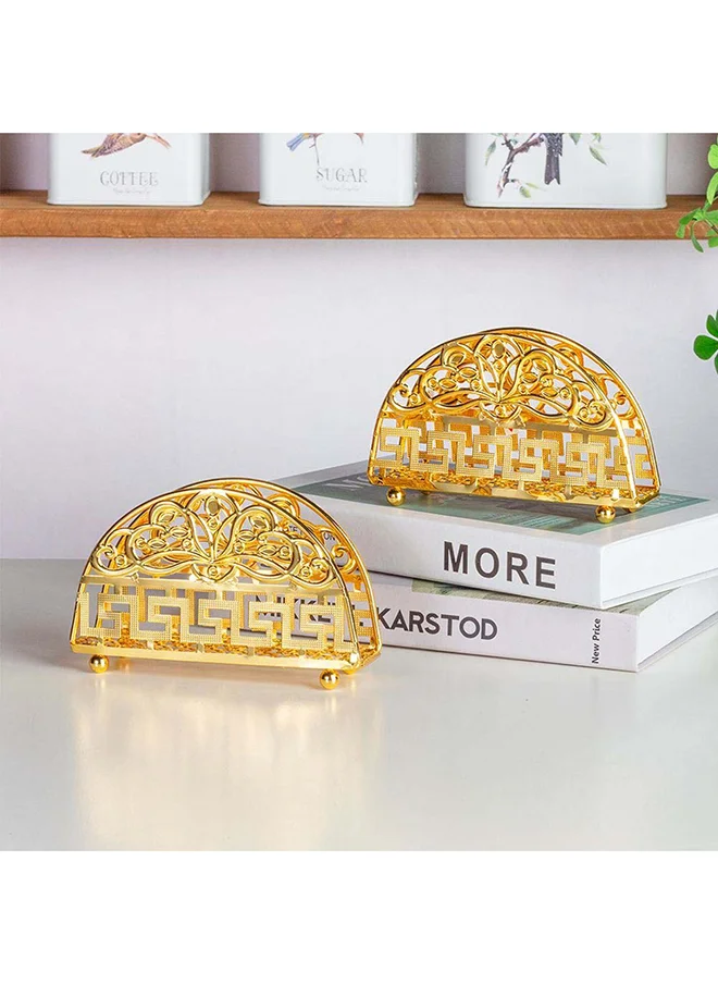 دانوب هوم Atticus Napkin Holder Iron Metal With Gold Plating Iron Metal Kitchen Tissue Holder For Kitchen & Dining Room 15 X 4 X 8 Hcm - Gold