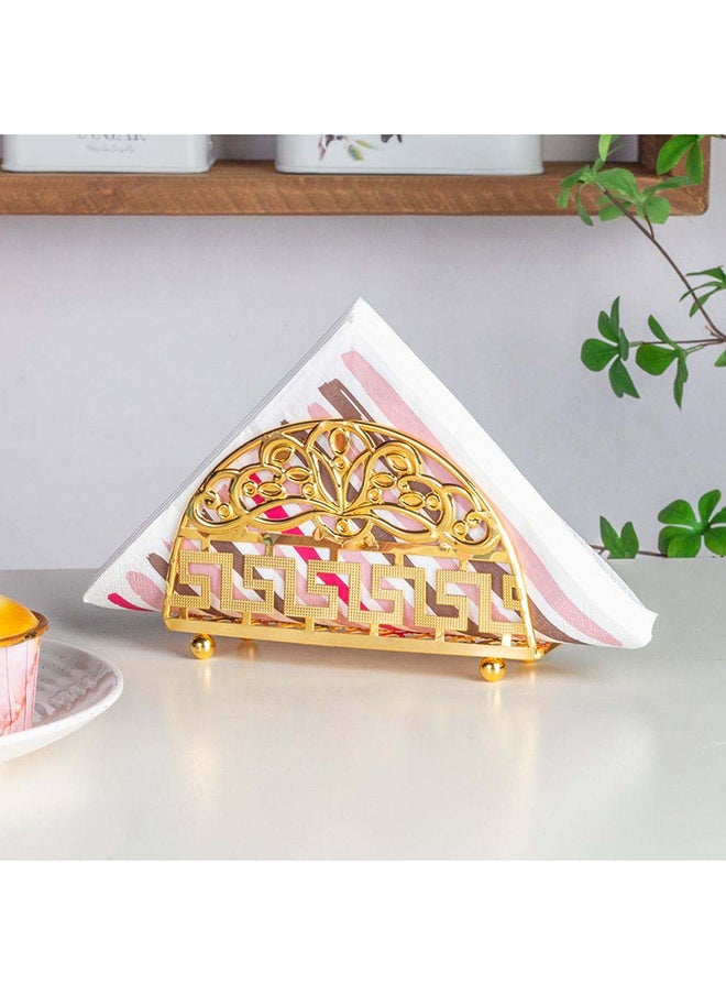 DANUBE HOME حامل مناديل أتيكوس من المعدن الحديدي المطلي بالذهب، حامل مناديل مطبخ معدني من الحديد للمطبخ وغرفة الطعام، 15 × 4 × 8 سم - ذهبي  - Image 2