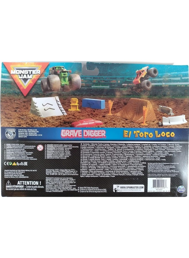 Monster Jam Made In USA Shop El Toro Loco Grave Digger Stunt Set - Image 2