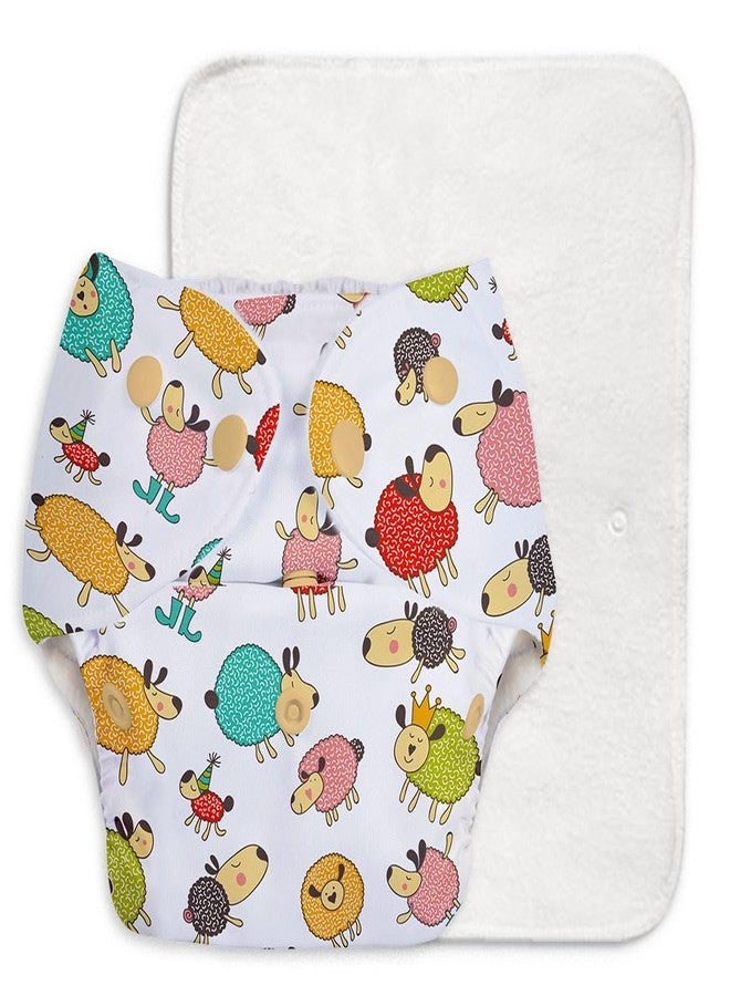 SuperBottoms BASIC Cloth Diaper for babies 0-3 Years for Day-time use | NEW Quick Dry UltraThin pads Lasts up to 3Hrs | Trim Fitting, Dries 2 times faster | 0-3 Years | Sheep - Image 1