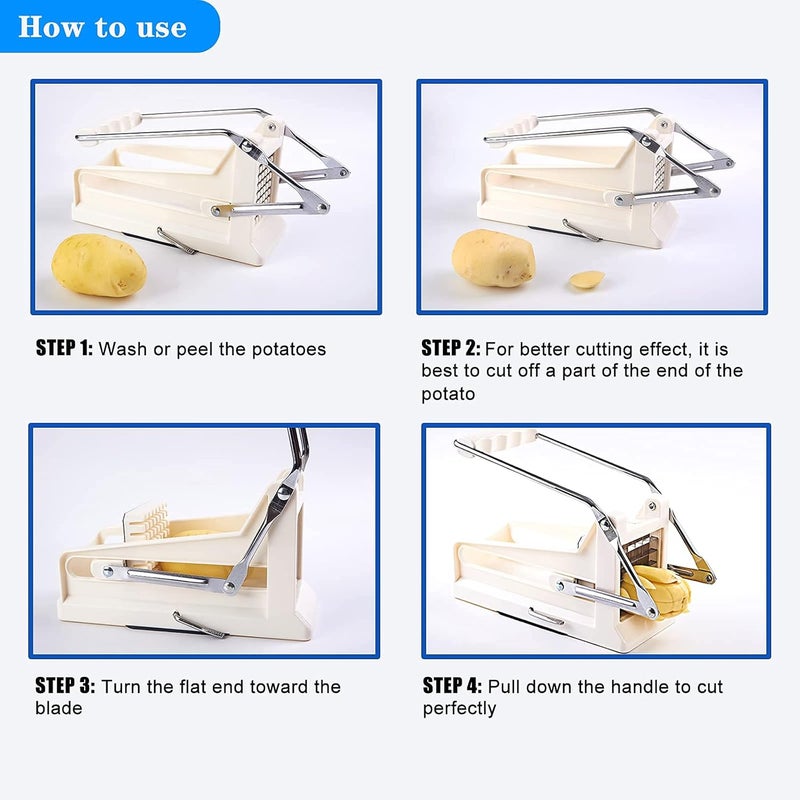 NatldGs French fry cutter, potato slicer/cutter for french fries with 2 Different sizes Stainless Steel Blades and No-Slip Suction Base - Image 2