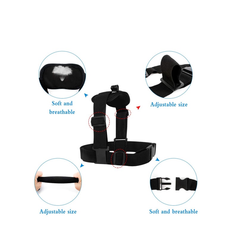 Zikra 2 Pack Camera Chest Mount Strap Harness for Action Camera Adjustable Cell Phone Chest Mount Strap with Sports Camera Installation Bracket kit - Image 4