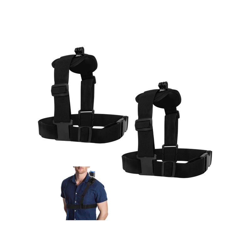 Zikra 2 Pack Camera Chest Mount Strap Harness for Action Camera Adjustable Cell Phone Chest Mount Strap with Sports Camera Installation Bracket kit - Image 1