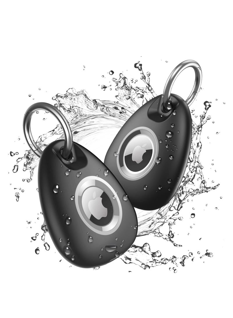 Case for AirTag, IPX8 Waterproof Keychain Holder Compatible with Apple Air Tag Case for Dog/Cat/Luggage (Black) - Image 1