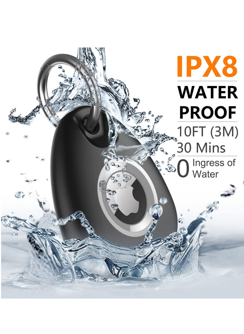 Case for AirTag, IPX8 Waterproof Keychain Holder Compatible with Apple Air Tag Case for Dog/Cat/Luggage (Black) - Image 2