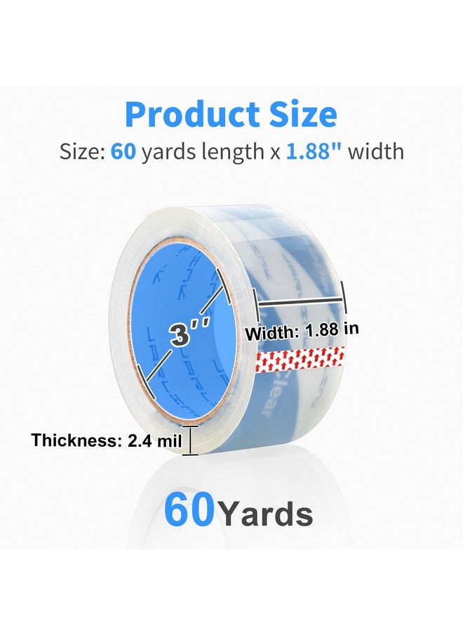 JARLINK No Noise Clear Quiet Packing Tape (12 Rolls) Heavy Duty Packaging Tape For Shipping Packaging Moving Sealing 2.4Mil Thick 1.88 Inches Wide 60 Yards Per Roll 720 Total Yards  - Image 4