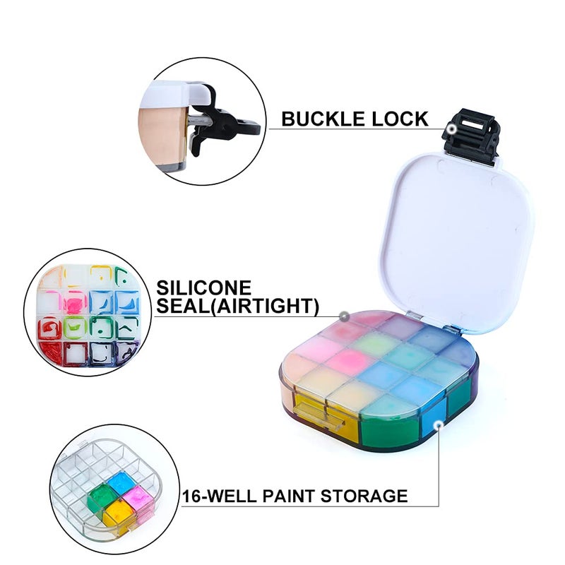 Transon Paint Saver Storage Palette Box 16well Portable Airtight Black - Image 2