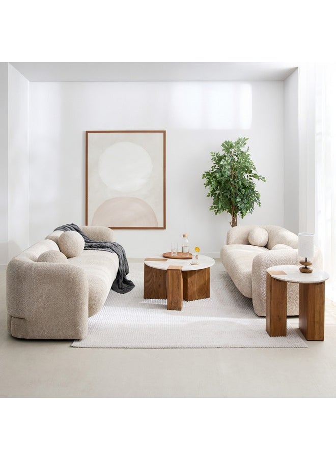 Home Box - Sicily 3-Seater Fabric Sofa with 2 Cushions 92 x 68 x 233 cm - Image 1