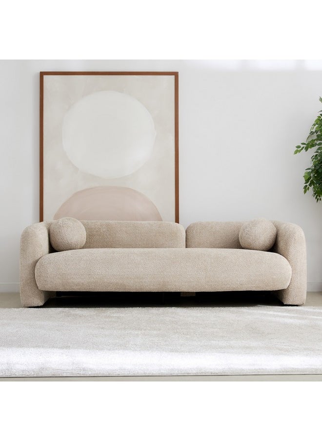 Home Box - Sicily 3-Seater Fabric Sofa with 2 Cushions 92 x 68 x 233 cm - Image 1