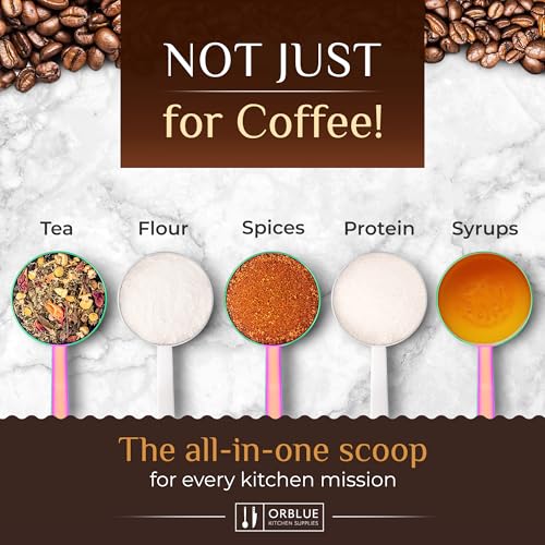 Orblue Premium Coffee Scoop Set - 1 Tbsp (15ml) & 2 Tbsp (30ml) Measuring Tablespoon - Stainless Steel Coffee Measuring Spoon and Scooper with Long Handles - Pack of 2 Black - Image 5
