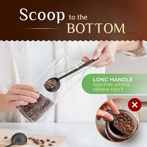 Orblue Premium Coffee Scoop Set - 1 Tbsp (15ml) & 2 Tbsp (30ml) Measuring Tablespoon - Stainless Steel Coffee Measuring Spoon and Scooper with Long Handles - Pack of 2 Black - Image 4
