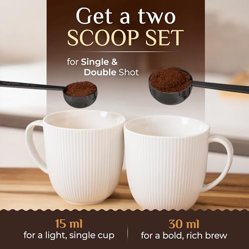 Orblue Premium Coffee Scoop Set - 1 Tbsp (15ml) & 2 Tbsp (30ml) Measuring Tablespoon - Stainless Steel Coffee Measuring Spoon and Scooper with Long Handles - Pack of 2 Black - Image 3
