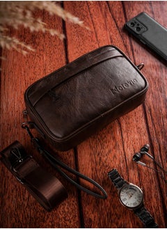 Motevia Men's Leather Handbag & Crossbody Bag 2*1 Men's Wristlet Bag Men's Crossbody Bag with Shoulder Strap and Detachable Wristlet  - Image 2