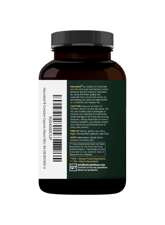 نايتشر بيل Methylated B-Complex Vitamins – 240 Veggie Capsules | Active Multivitamin with B12, Folate, Biotin, Vitamin C & E, Choline & Inositol - Image 3