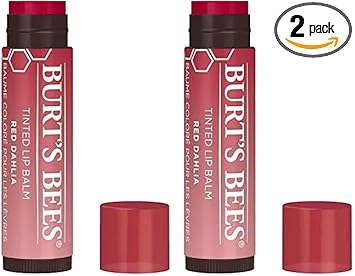 Burt's Bees Burts Bees Tinted Lip Balm Red Dahlia Moisturising Lip Tint With Shea Butter 100 Natural Origin 425g Pack of 2 - Image 1