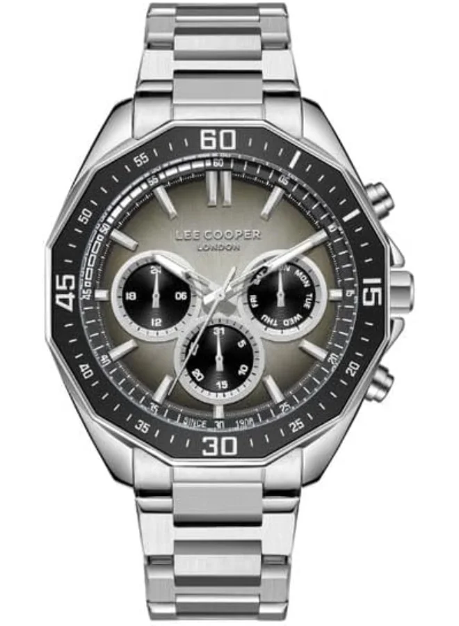 لي كوبر Lee Cooper Men's VX9JE1 Movement Watch, Multi Function Display and Metal Strap - LC08021.350, Black