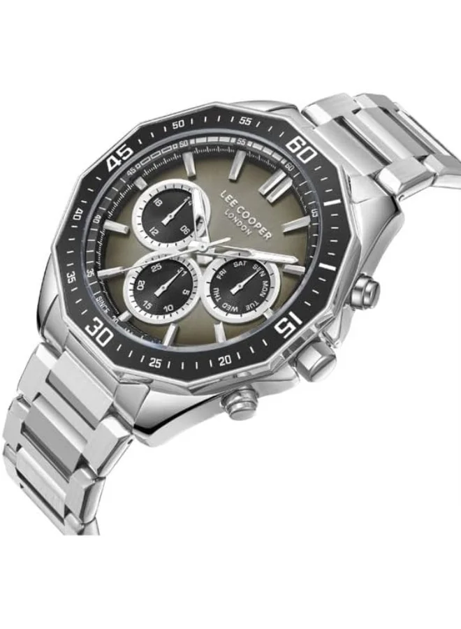 لي كوبر Lee Cooper Men's VX9JE1 Movement Watch, Multi Function Display and Metal Strap - LC08021.350, Black