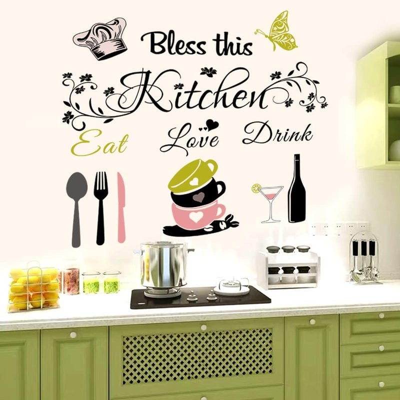 Casa Decor CASADECOR Kitchen Wall Decor Kitchen Wall Stickers Quotes Positive Word Decor Bless This Kitchen Wall Decal Vinyl Stickers - Image 4
