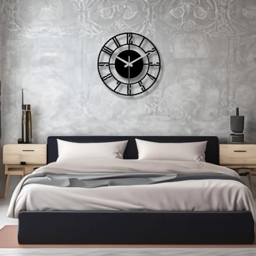 Nubilous Large World Map Wall Clock, Metal Minimalist Modern Clock, Round Silent Non-Ticking Battery Operated Wall Clocks for Living Room/Home/Kitchen/Bedroom/Office/School Decor (Black(ST-12), 40CM) - Image 2