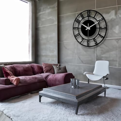 Nubilous Large World Map Wall Clock, Metal Minimalist Modern Clock, Round Silent Non-Ticking Battery Operated Wall Clocks for Living Room/Home/Kitchen/Bedroom/Office/School Decor (Black(ST-12), 40CM) - Image 5