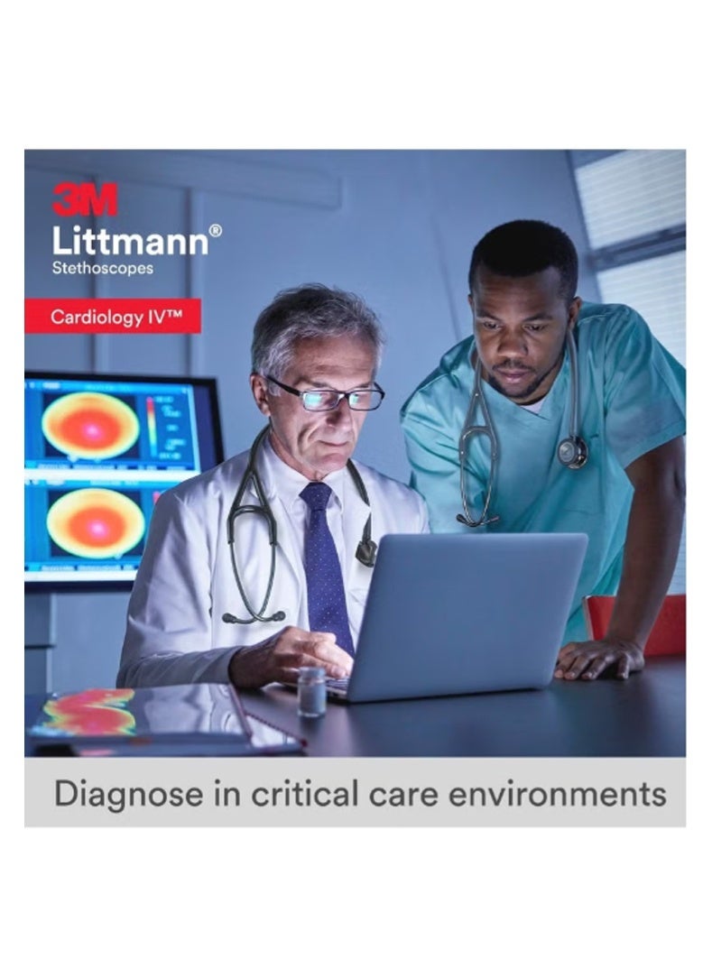ثري أم ليتمان 3M Littmann Stethoscope ، علم القلب IV 27 بوصة أنبوب أسود صدر أسود 6163 - Image 5