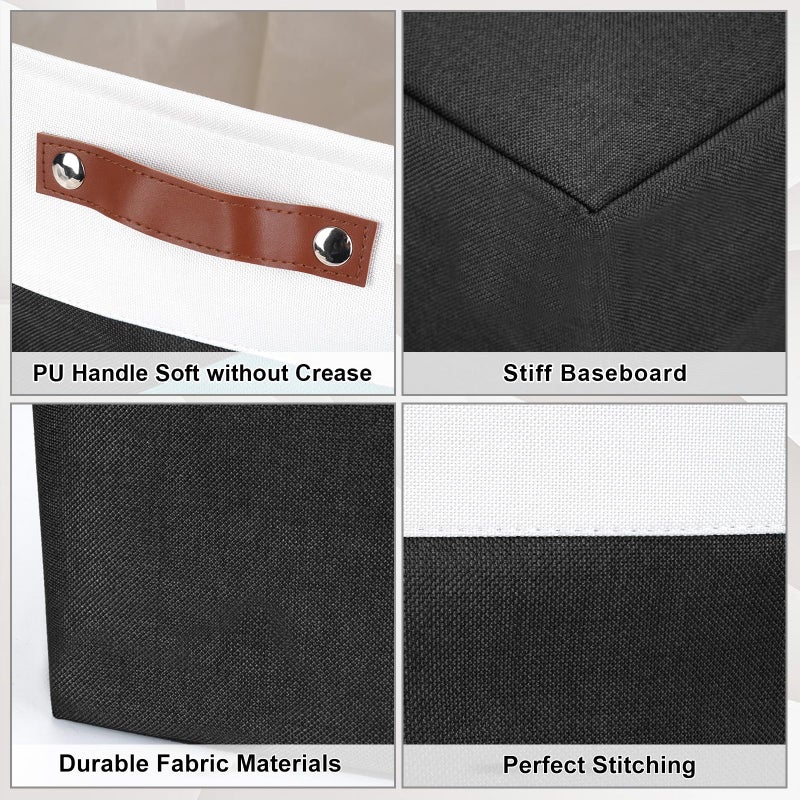 Bagnizer Storage Bins Large Fabric Storage Baskets for Shelves 3 Pack, Decorative Linen Closet Baskets with Handles for Organizing, Shelf, Clothes, Home, Office, 15x11x9.5Inches (Black&White) - Image 5