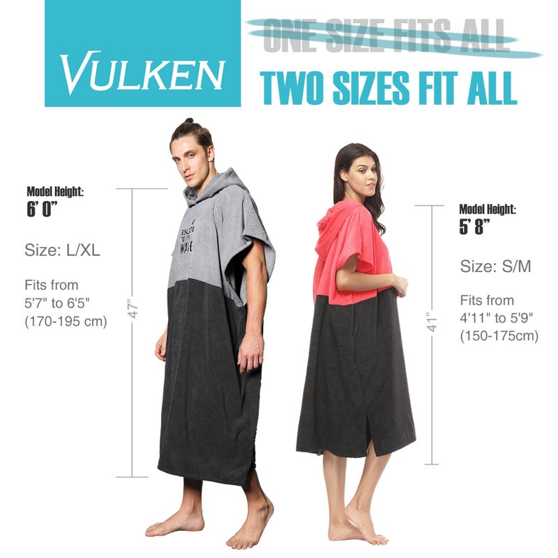 Vulken Extra Large Thick Hooded Beach Towel Changing Robe. Surf Poncho Men For Easy Change In Public. Quick Dry Microfiber Towelling For The Beach  Pool  Lake  Water Park. L/Xl - Image 2