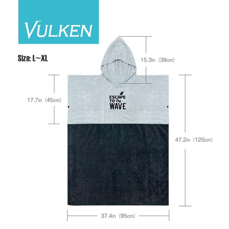 Vulken Extra Large Thick Hooded Beach Towel Changing Robe. Surf Poncho Men For Easy Change In Public. Quick Dry Microfiber Towelling For The Beach  Pool  Lake  Water Park. L/Xl - Image 5
