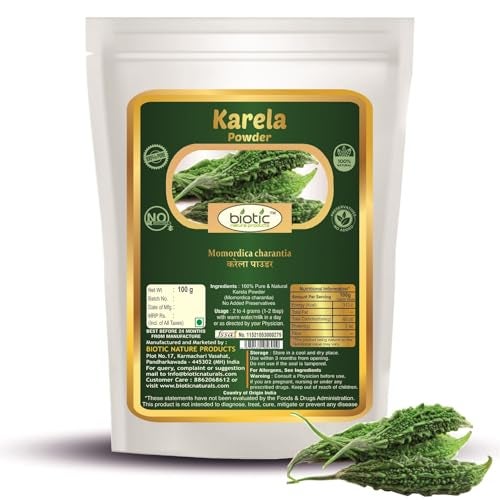 Biotic Natural Neem, Karela, Gurmar, Belpatra and Jamun Seed Powder - 500gm (100gm each) - Image 3