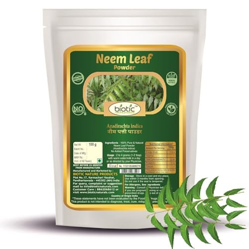 Biotic Natural Neem, Karela, Gurmar, Belpatra and Jamun Seed Powder - 500gm (100gm each) - Image 2