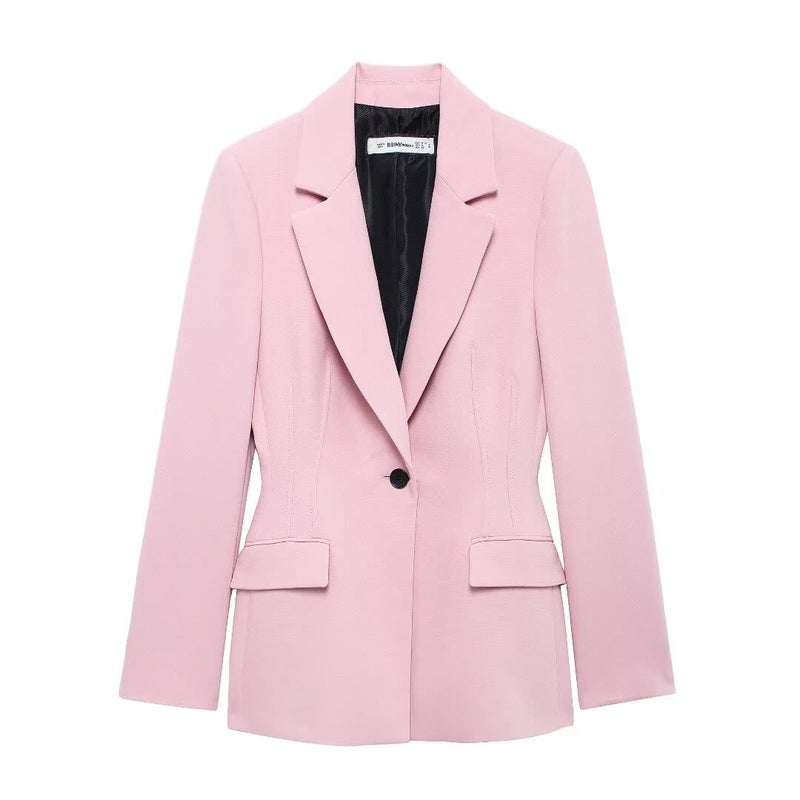 ZR Wholesale New Pink Slims Autumn 2023 Elegant Slimming High-Waisted Bell-Bottom Pants With Jacket Fashionable Ladies Suit Tops 