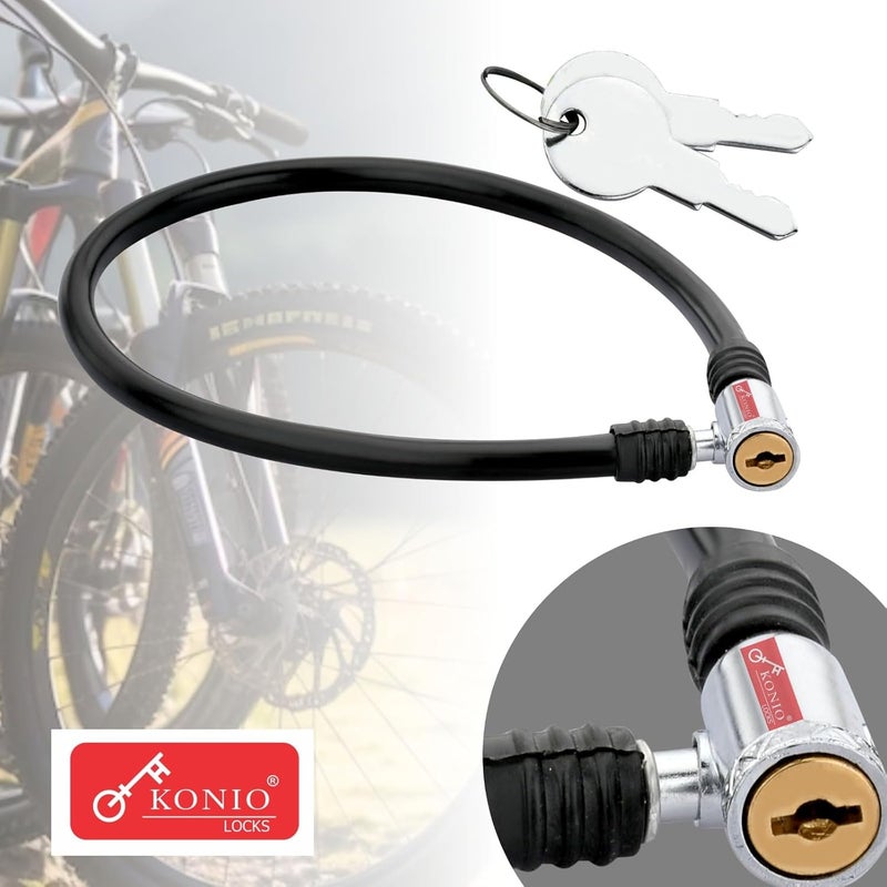KONIO Helmet Lock Heavy Duty Steel Cable Lock for Bike, Motorcycle,Strollers, Gate & Luggage Security (Black, Pack-2), (BJ-02). - Image 1