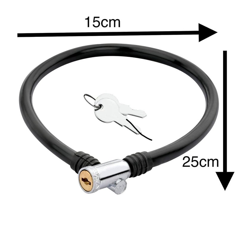 KONIO Helmet Lock Heavy Duty Steel Cable Lock for Bike, Motorcycle,Strollers, Gate & Luggage Security (Black, Pack-2), (BJ-02). - Image 4